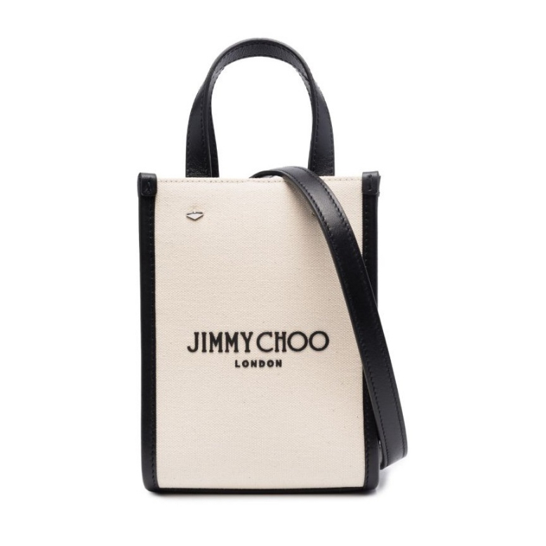 Jimmy Choo 經典 Logo 迷你帆布 Cabas包 米色/黑色