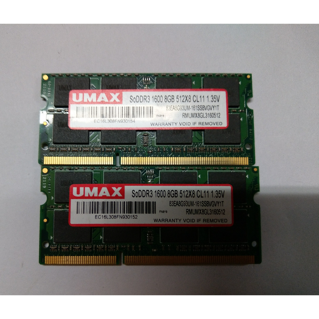 含稅 UMAX DDR3 1600 8G 1.35V 雙面顆粒 筆記型電腦記憶體 原廠終保08R017