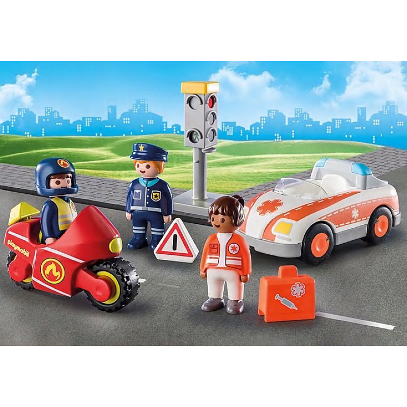 鍾愛德國正版🩵Playmobil摩比71156警察消防救護車