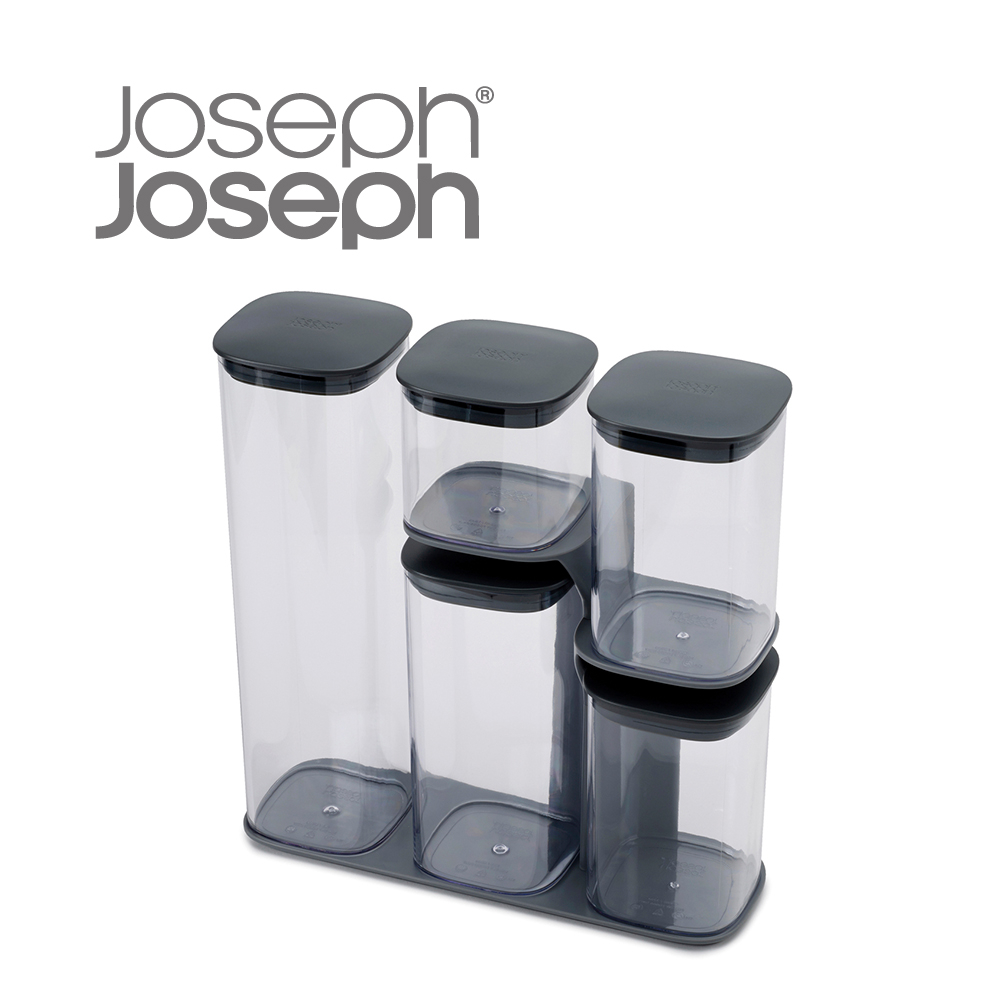 英國Joseph Joseph 疊疊樂收納罐(五件組-附座灰)