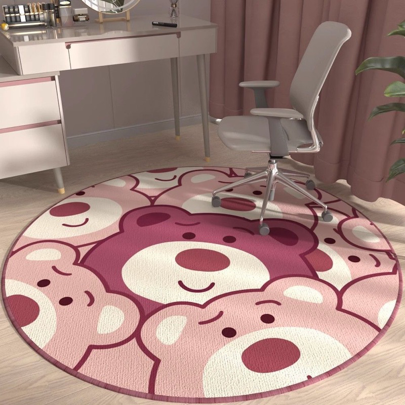 卡通可爱地毯圆形卧室草莓熊