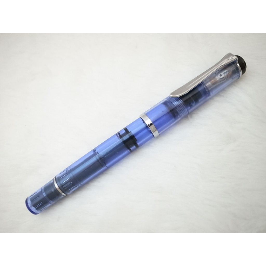 B194 - 百利金 德國製 M200 藍色透明升級M400的 14c BB尖鋼筆(活塞上水)(9成新)