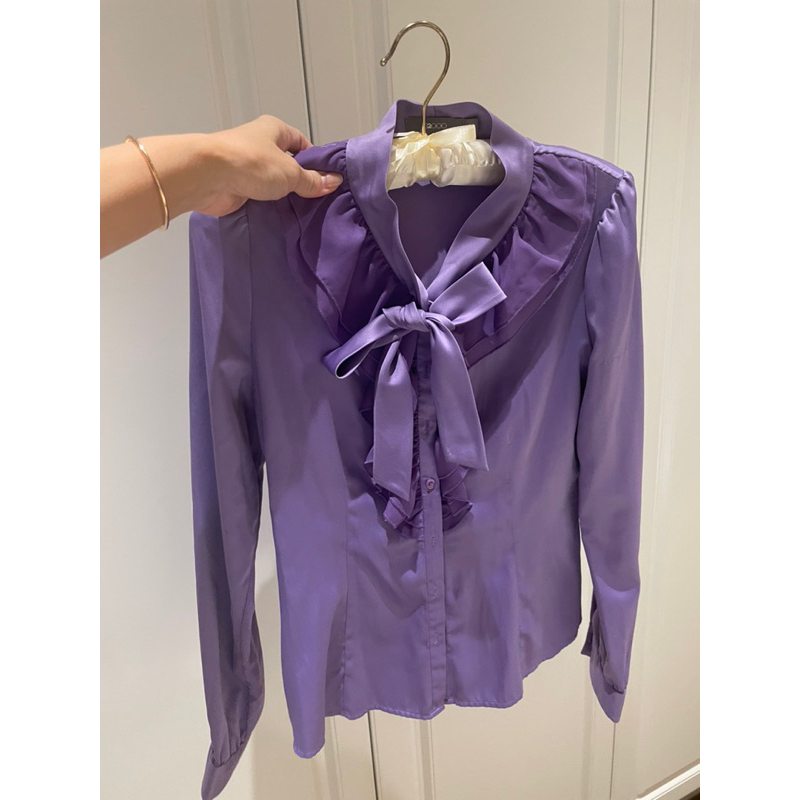 G2000紫羅蘭綁帶長袖襯衫 尺寸：38