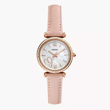 FOSSIL Carlie 經典亮麗石英女錶 粉紅色真皮錶帶 28MM ES5268
