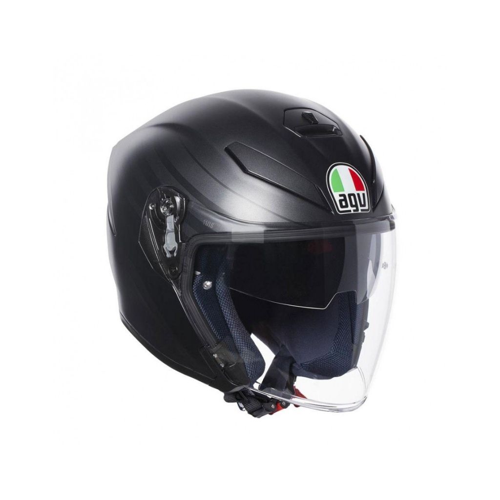 任我行騎士部品 AGV K5 JET 素色 消光黑  3/4罩 雙鏡片 雙D扣 碳纖維 複合帽體 運動 加長鏡片 磁吸