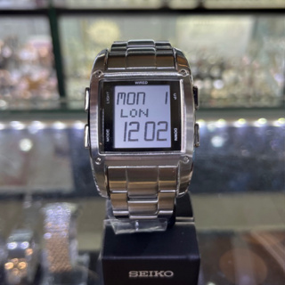 【柏儷鐘錶】WIRED W570-X002 數字顯示 方形電子錶 不鏽鋼 男錶 AH2017X