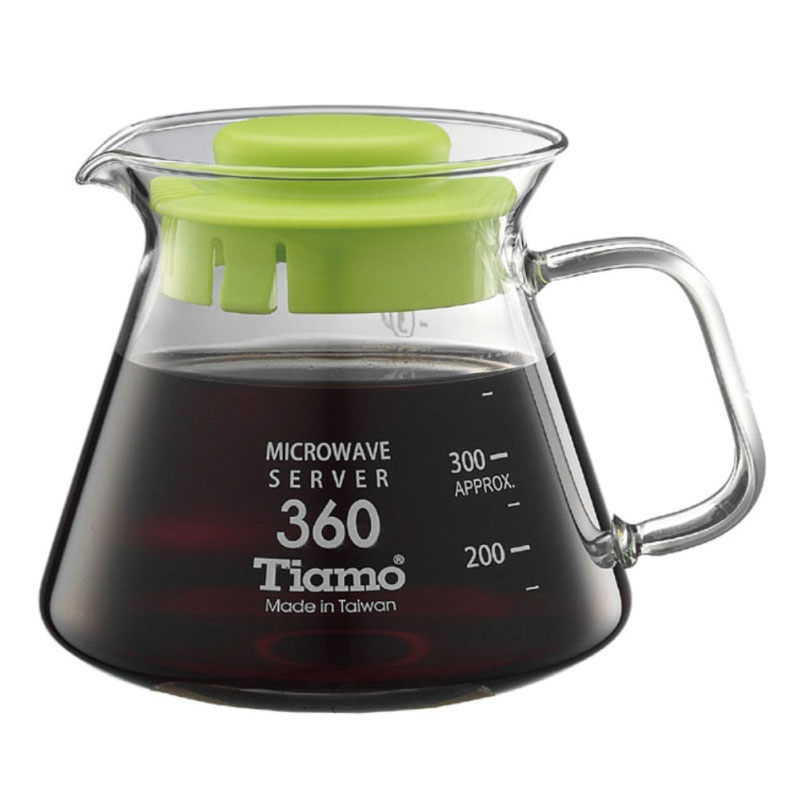 【TIAMO】耐熱玻璃咖啡花茶壺 通過SGS檢測/HG2296G(360cc/綠)|Tiamo品牌旗艦館