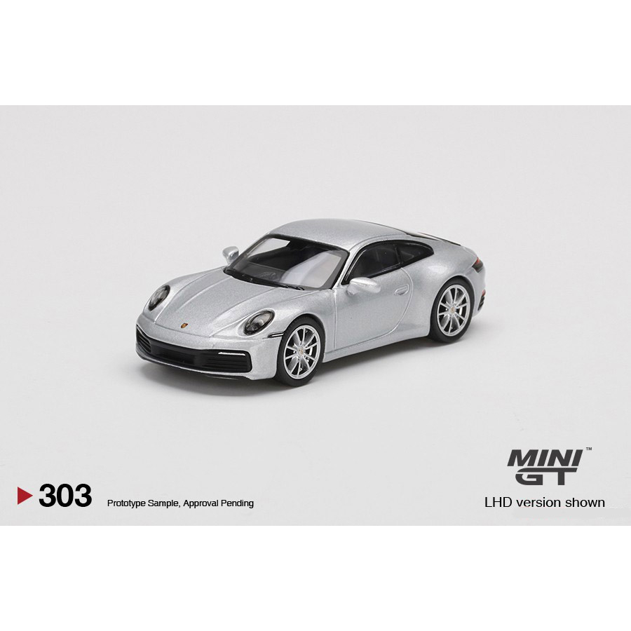 玩具寶箱 - MINIGT 1/64 保時捷 911 (992) Carrera 4S GT 金屬銀 左駕