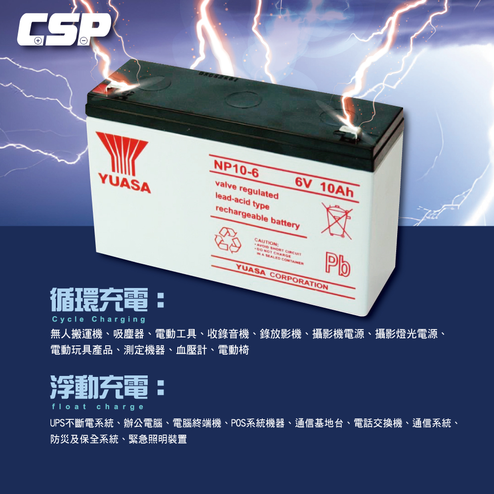 YUASA NP10-6 鉛酸電池 電動玩具車電池 兒童電動車電池 電子秤電電池 UPS電池  6V10Ah