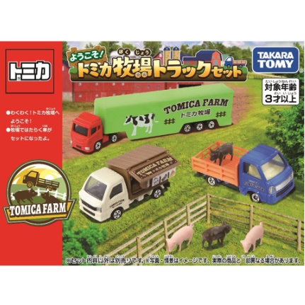 TAKARA TOMY TOMICA 多美小汽車 牧場車組 TM29768 (內含1台貨櫃車1台載4隻豬車1台販賣車)