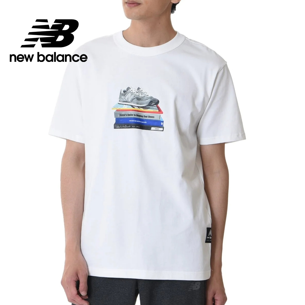 【New Balance】 NB 親膚插畫造型短袖上衣_男性_白色_MT33562WT