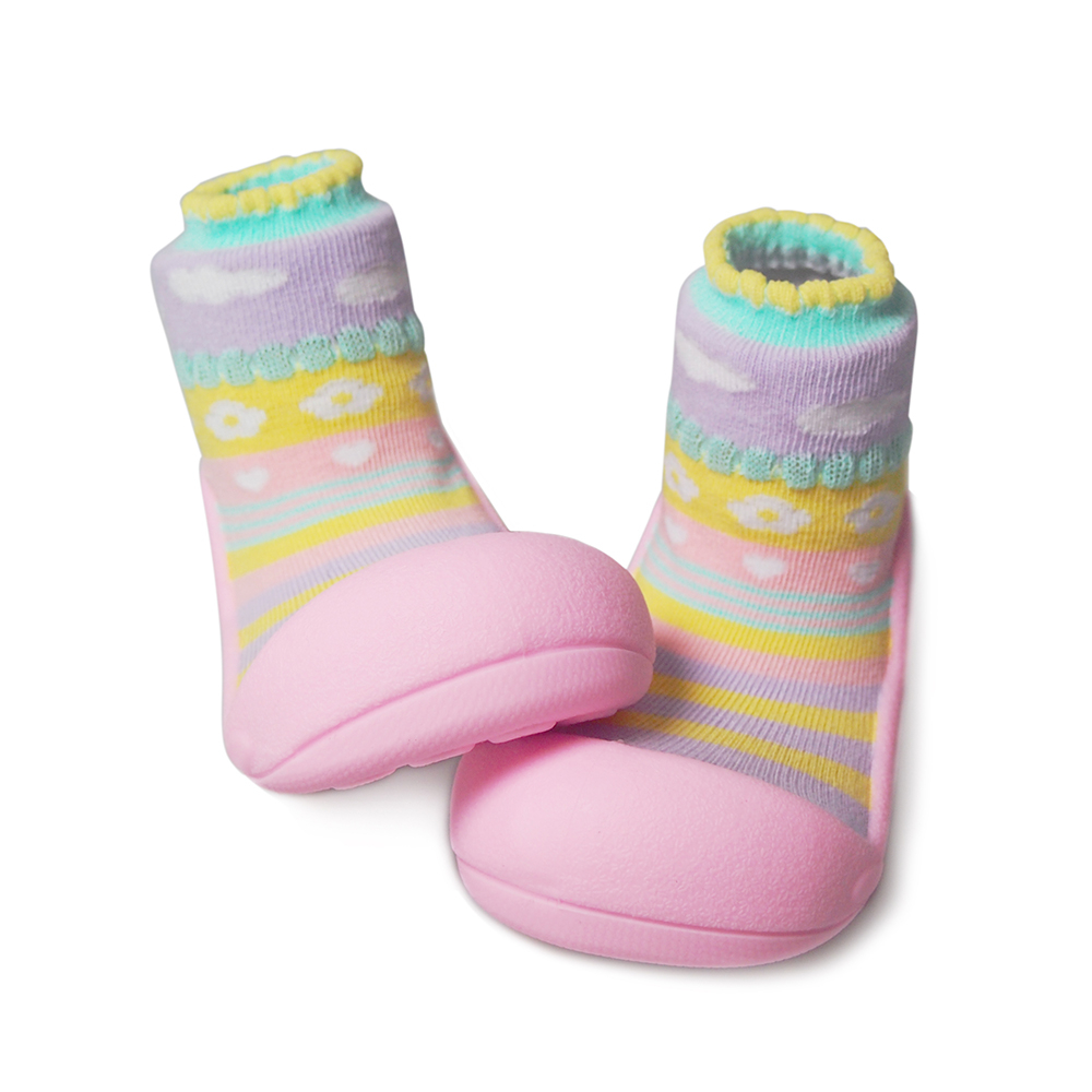 韓國Attipas-快樂學步鞋-嗡嗡繽紛粉紅-襪型鞋