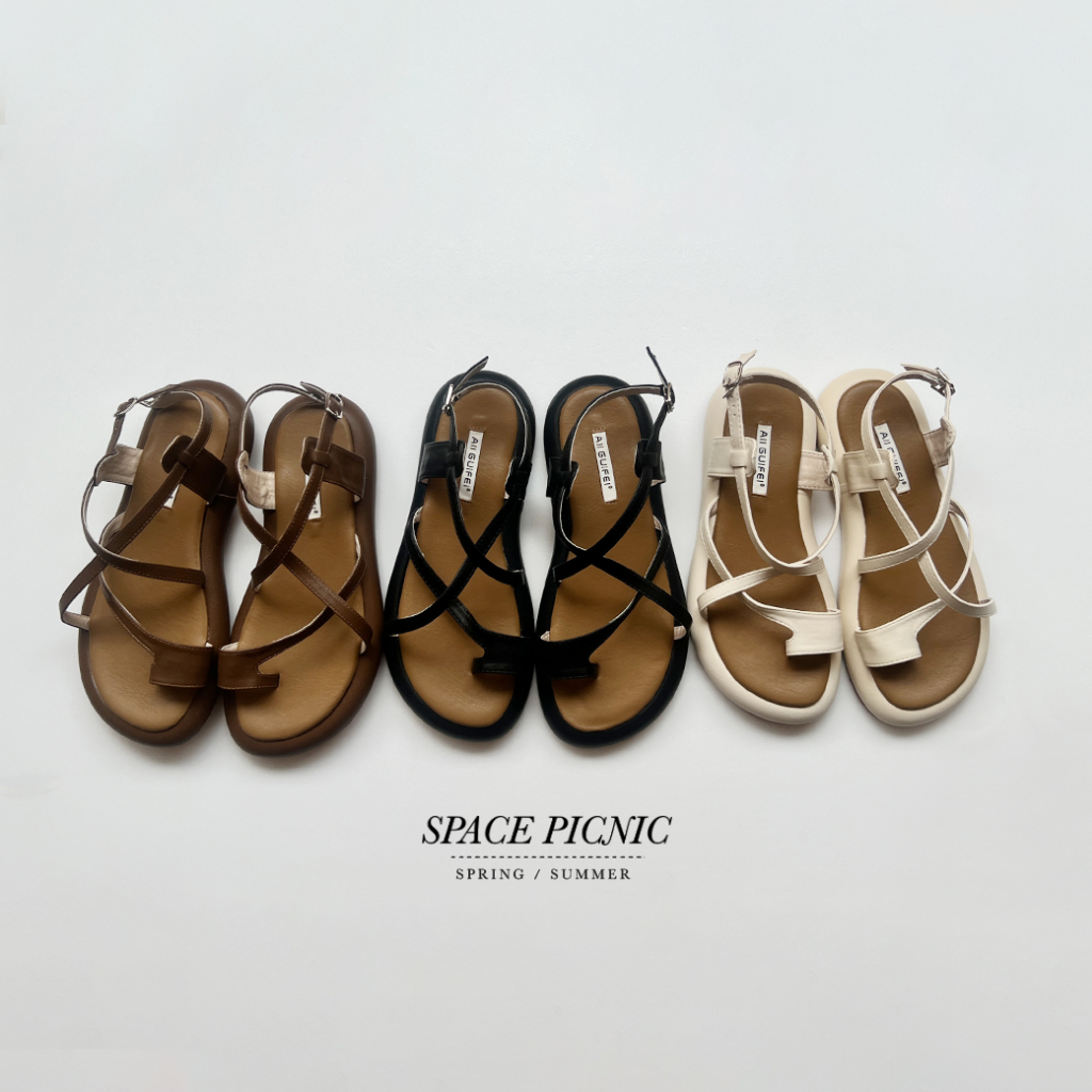 [明天出貨] Space Picnic｜軟底平底露趾涼鞋-3色(現貨)【C23082001】