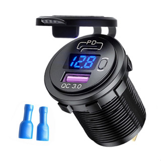 車充pd充電器 PD+QC MQC QC3.0雙USB 車載改裝快充 數顯電壓 開關控制2PD PDQ32