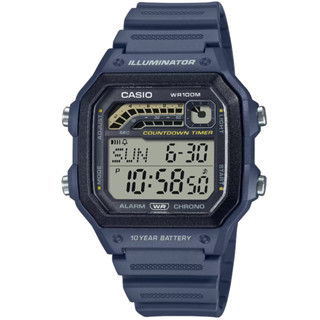 【CASIO】卡西歐 十年電力跑步訓練簡約數位休閒錶-黑 WS-1600H-2A 臺灣卡西歐保固一年