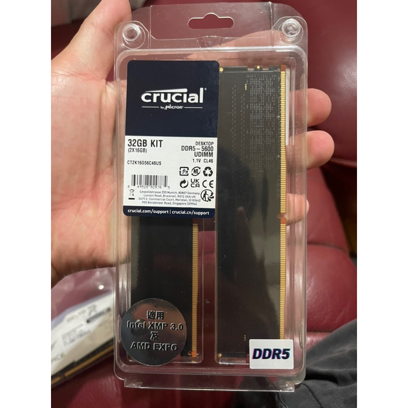（全新）Micron 美光 Crucial 32GB Kit (2 x 16GB) DDR5-5600