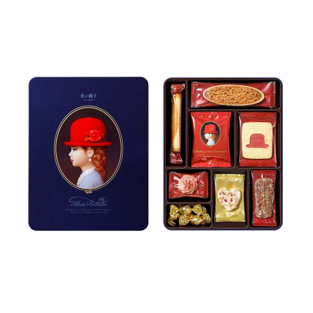 🐘大象屋美妝🌟AKAI BOHSHI 紅帽子 🛬和果子曲奇禮盒藍色禮盒175g➡️D7
