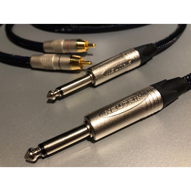 [ 沐耳 ] 義大利 Tasker 低容抗無氧紅銅平衡訊號線製作 Neutrik 6.3 至 RCA 端子 2.5米一對