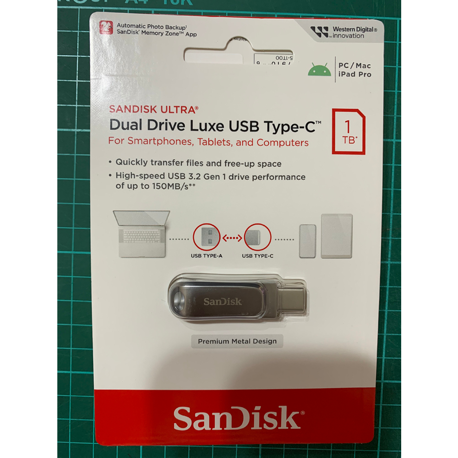 [新品]SanDisk SDDDC4 Ultra® Luxe USB Type-C™ 雙用隨身碟 1TB