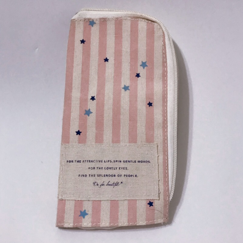 昔物15｜二手 【日本購入】直條 星星 刷具包 刷具收納 化妝包 隨身小物包 筆袋