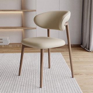 輕奢現代北歐設計師實木餐椅簡約原木咖啡廳休閒家用餐廳靠背椅子
