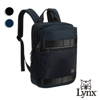 【Lynx】美國山貓 輕量防潑水斜紋尼龍布包 多隔層機能包 電腦後揹包 2色 黑色/深藍 LY39-6606
