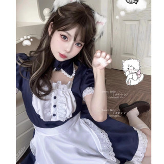 °• •°🫧現貨🫰紺色小女僕 日系少女軟萌可愛LOLITA cos花邊蕾絲女僕裝 8221