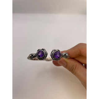 [雪坪兒][特價][收藏級] 925純銀巴里島工藝紫水晶六芒星復古手鐲
