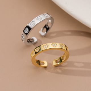 《真愛鍊Cherish 》S925通體純銀戒指 鑲嵌精美鋯石 愛心樣式的鋯石設計 兩個顏色都可以選擇 寬版的樣式