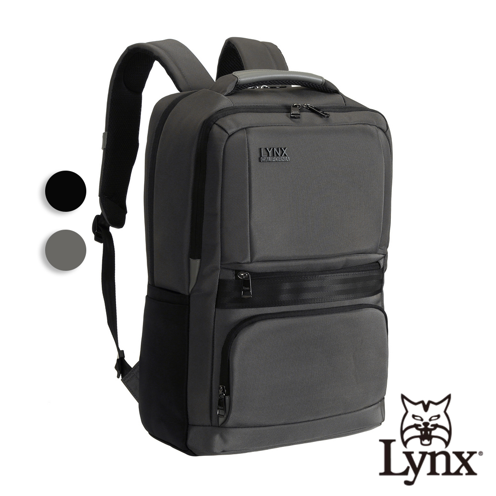 【Lynx】美國山貓 大型商務後背包 多隔層機能後背包 電腦後背包 2色 黑色/灰色 LY39-6808