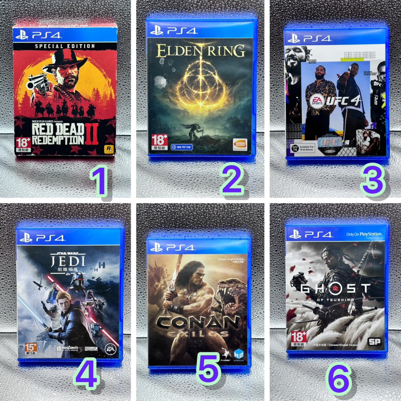 二手PS4遊戲片.碧血狂殺艾爾登法環.UFC4.星際大戰.柯南.對馬戰鬼