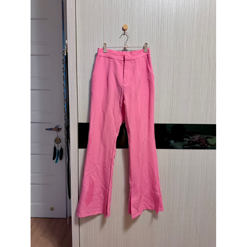 粉紅色西裝材質長褲 韓國製