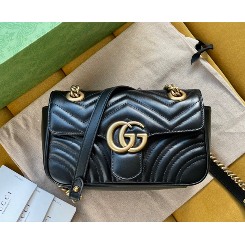 全新 GUCCI 446744 MARMONT馬夢翻蓋鍊包 22CM