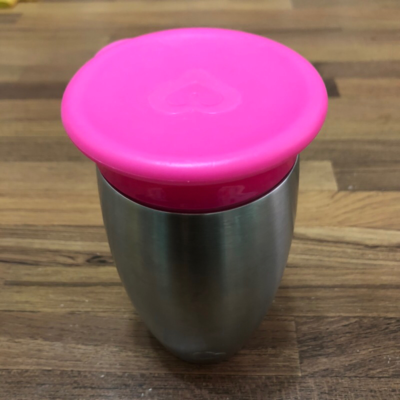 （二手） munchkin 滿趣健 360度 不鏽鋼 防漏杯 學習杯 水杯 296ml 粉色