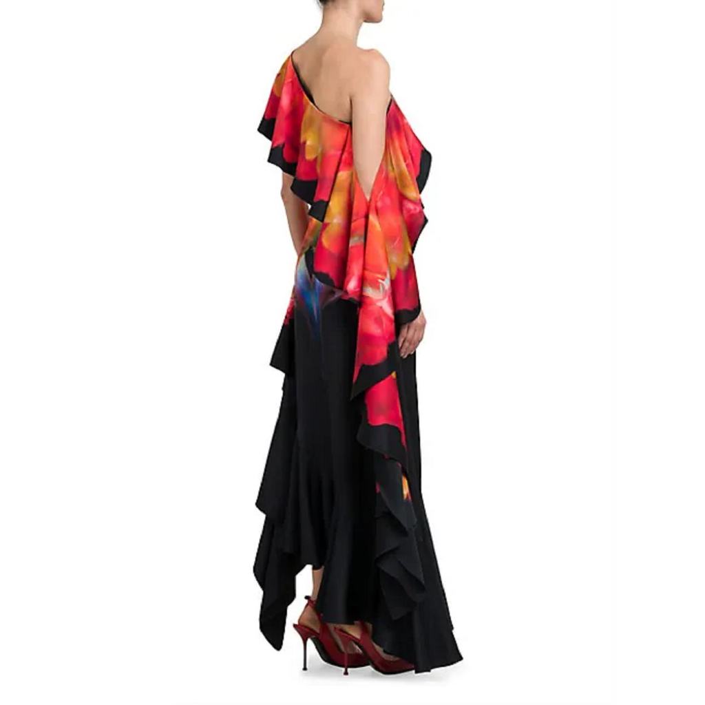 Belloago Alexander McQueen Asymmetric Ruffle Cut-Out Gown S