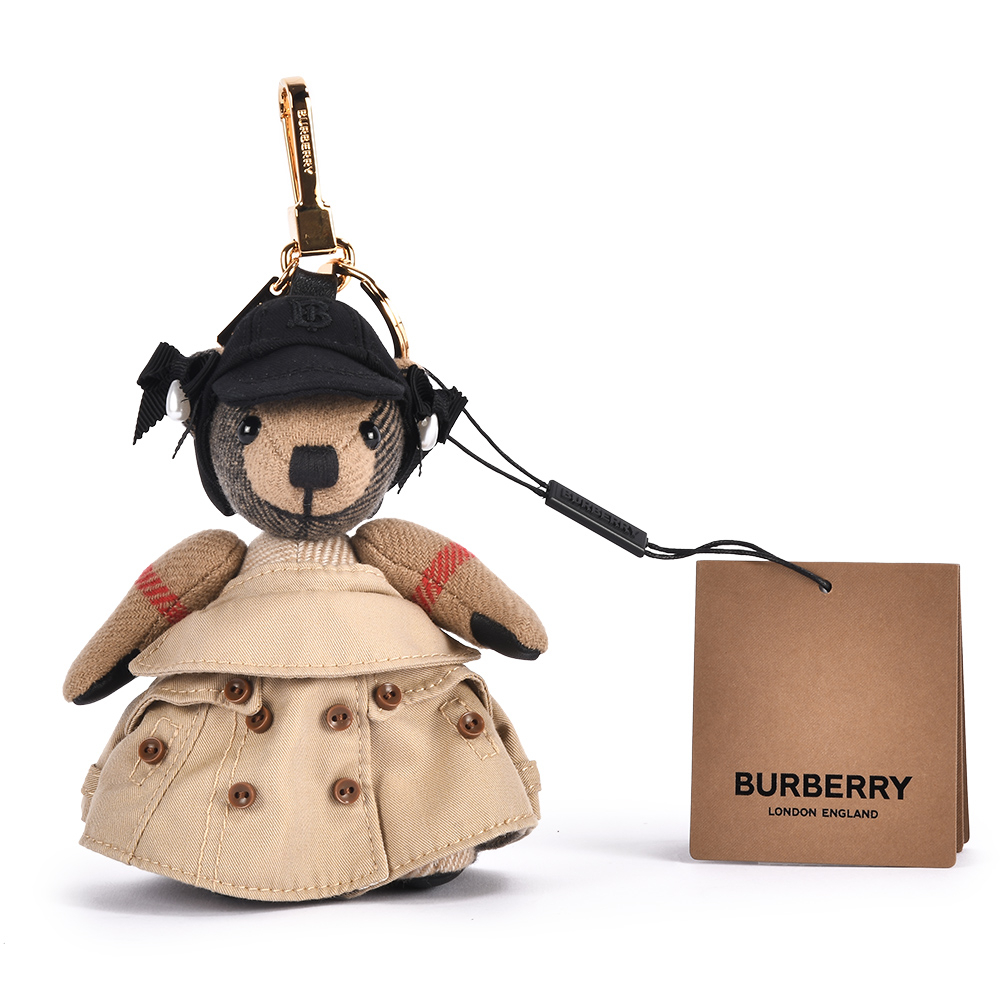 BURBERRY Thomas泰迪熊長裙禮服鎖圈吊飾(米色)080259