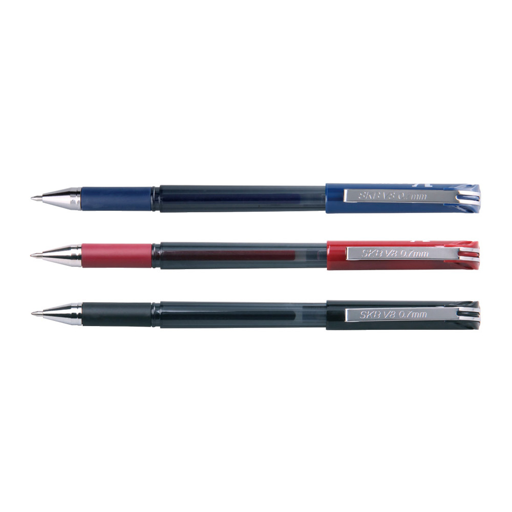 SKB 中性筆 0.7mm 藍/紅/黑 12支入/盒 V-8
