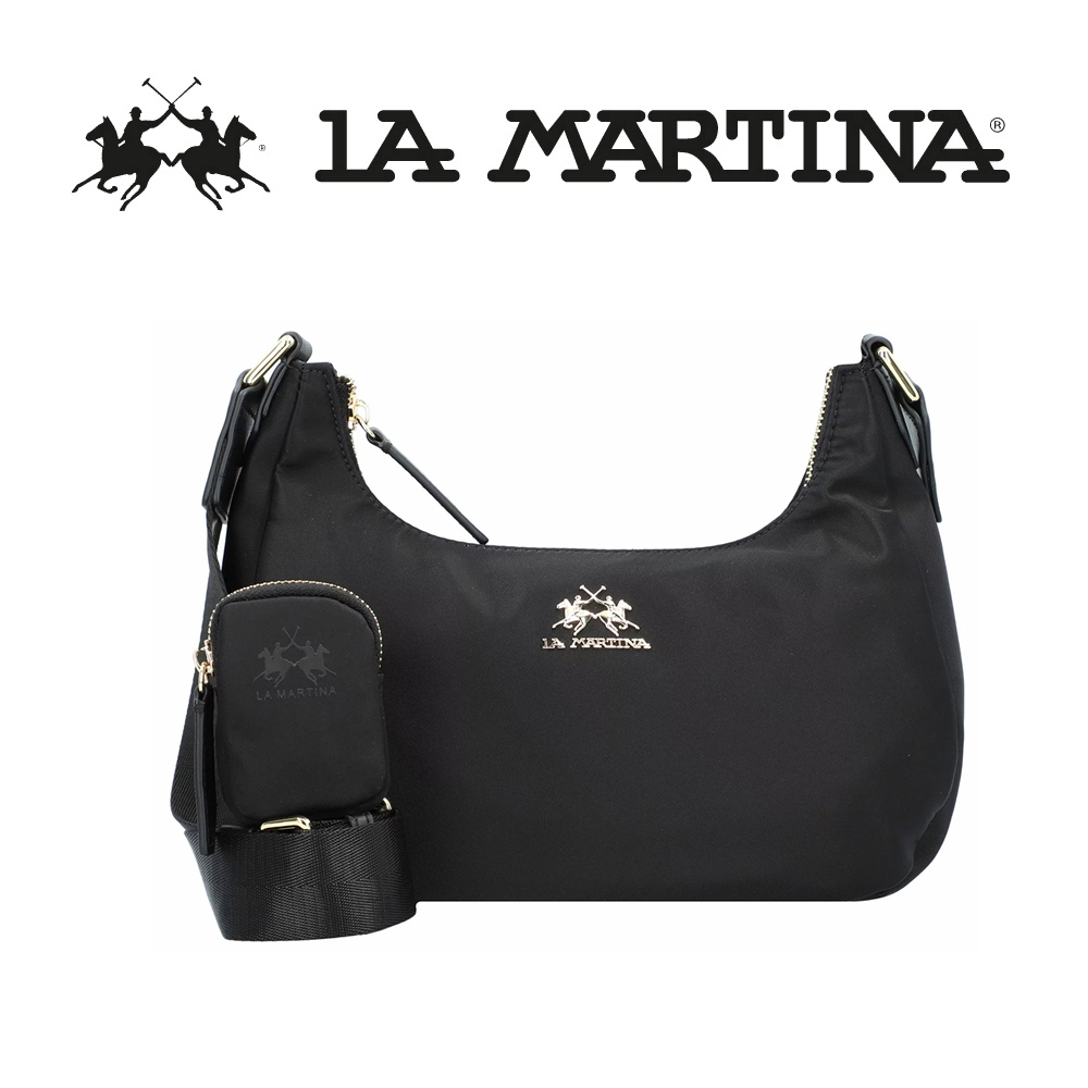 LA MARTINA 輕量 流行款 斜背包 LMBA01187T 限量2折 全新 專櫃 展示品 (黑色)