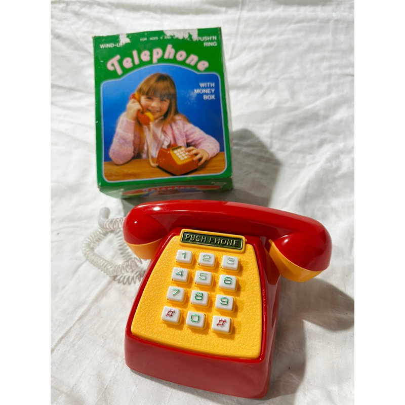 兒童玩具 復古電話玩具 紅黃相間按鍵式電話兒童玩具