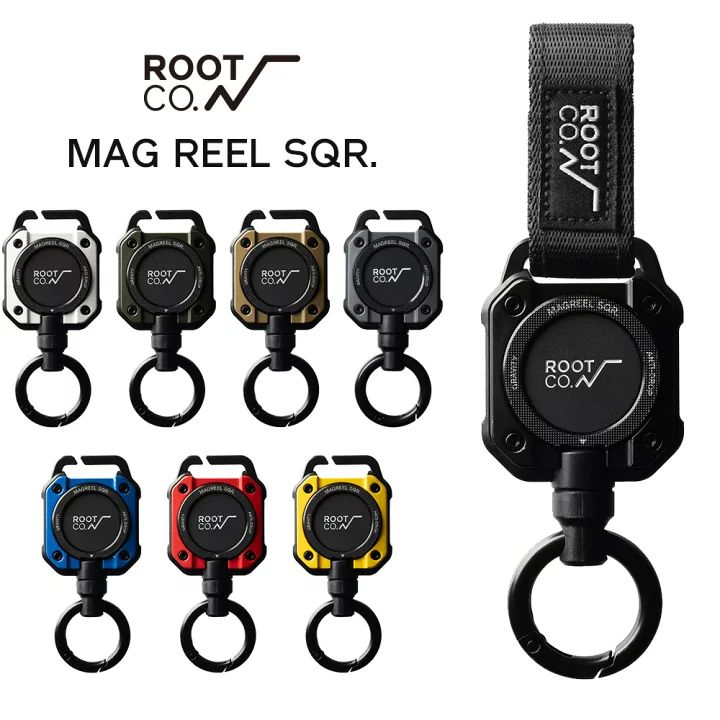 日本 ROOT CO. 共八色 Gravity MAG REEL SQR. 360度正方形多功能登山扣 手機掛繩 吊繩