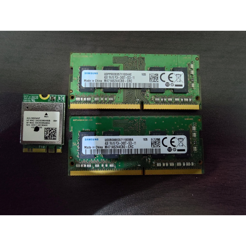 免運 筆電拆機 二手 SAMSUNG DDR4 4G*2 2400 記憶體+AW-CB304NF 單天線無線網卡 ac