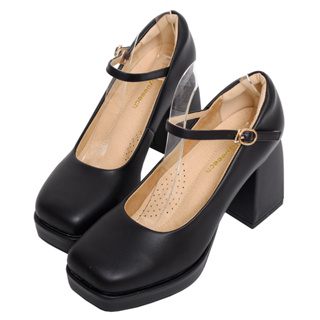 ANNSTAR 丹妮婊姐聯名-優雅之履防水台粗跟瑪莉珍鞋9.5cm -黑