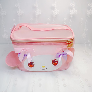 美樂蒂 My Melody 立體耳朵 蝴蝶結 網狀 小物收納 手提 化妝包