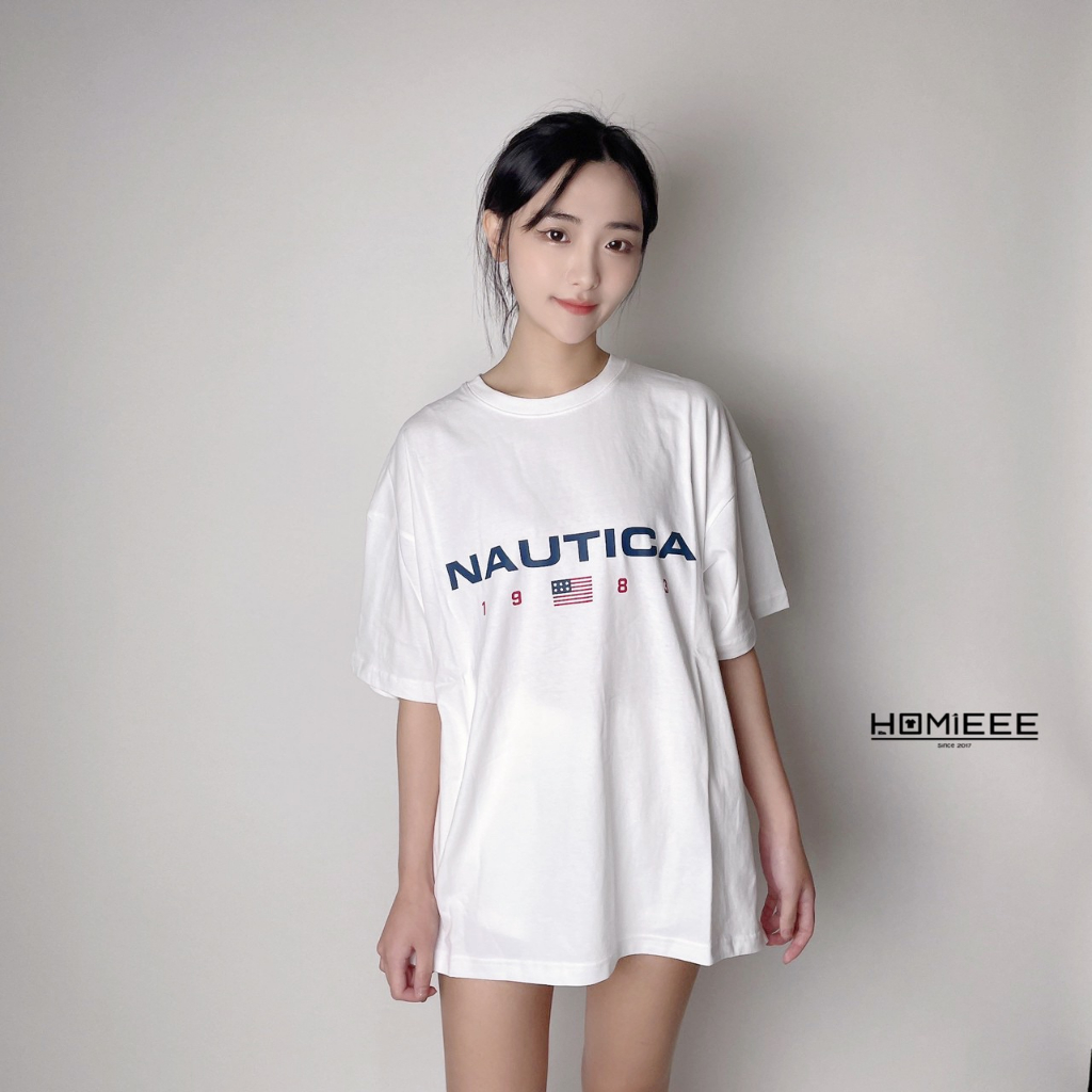 【Homieee】Nautica 83 FLAG LOGO 短袖 韓國限定 寬鬆版型 深藍 白色 灰色