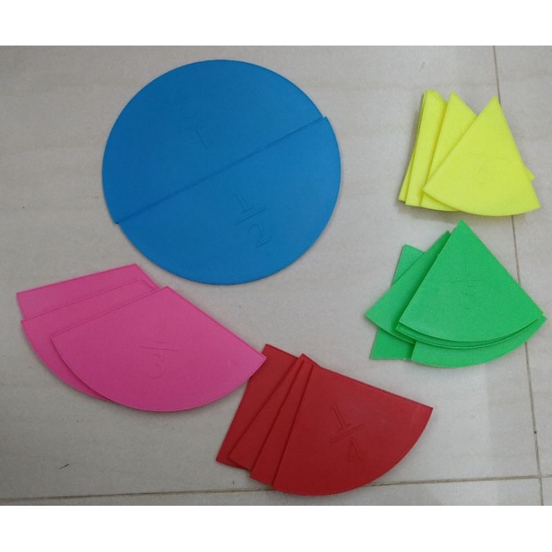 可議 二手 數學 塑膠 圓形分數板 磁鐵 分數 數學 學習 教具 教材