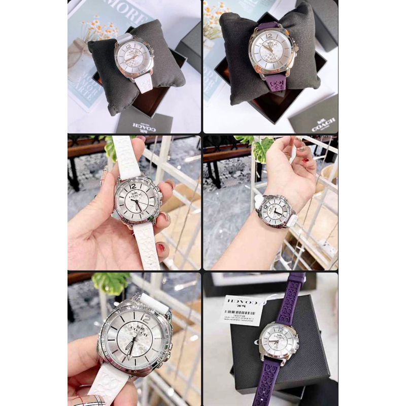 🔥卡拉國內外代購🔥 現貨在台🇹🇼Coach 矽膠手錶 橡膠手錶 經典 立體壓紋C 石英機芯 白色 紫色