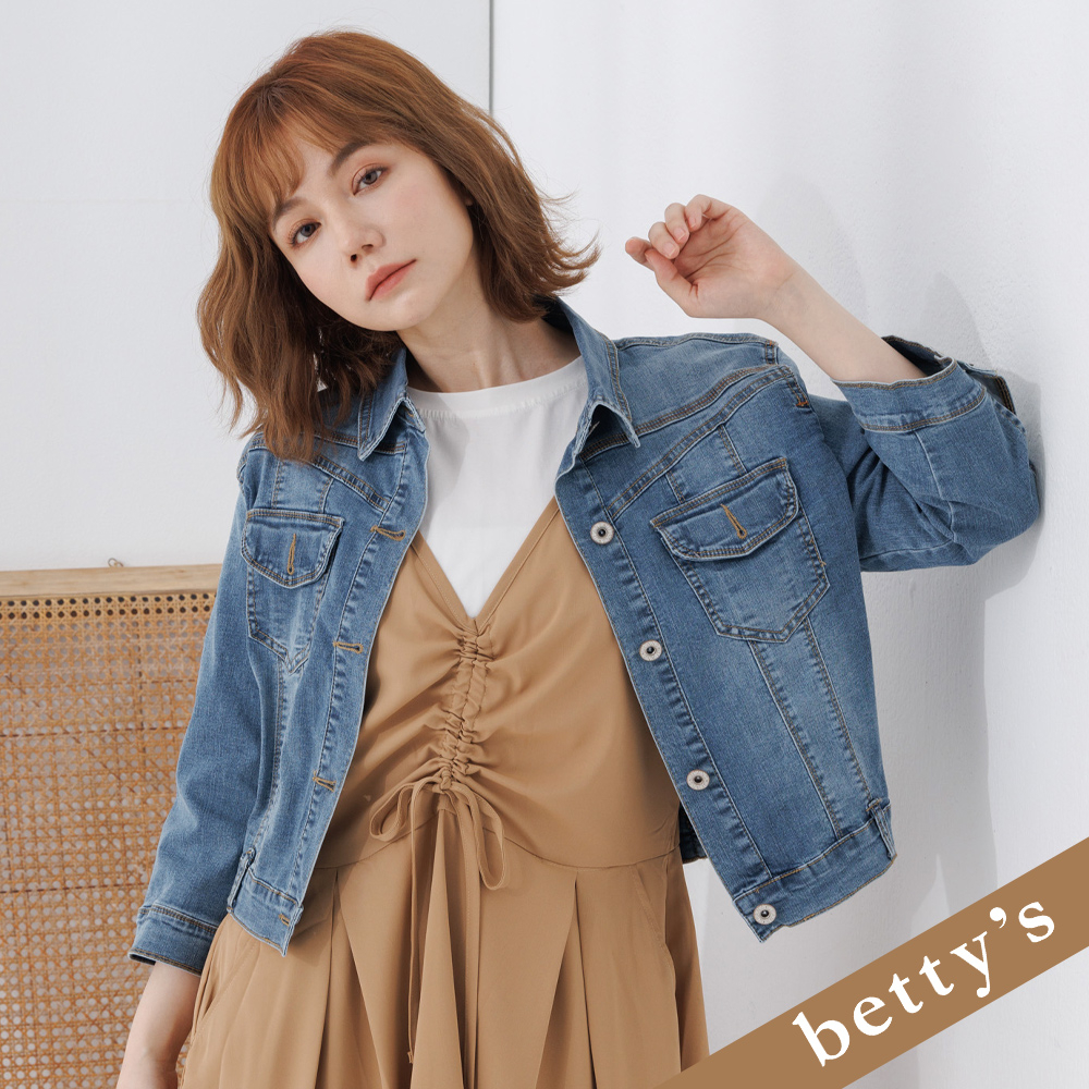 betty’s貝蒂思(25)短版九分袖牛仔外套(牛仔藍)