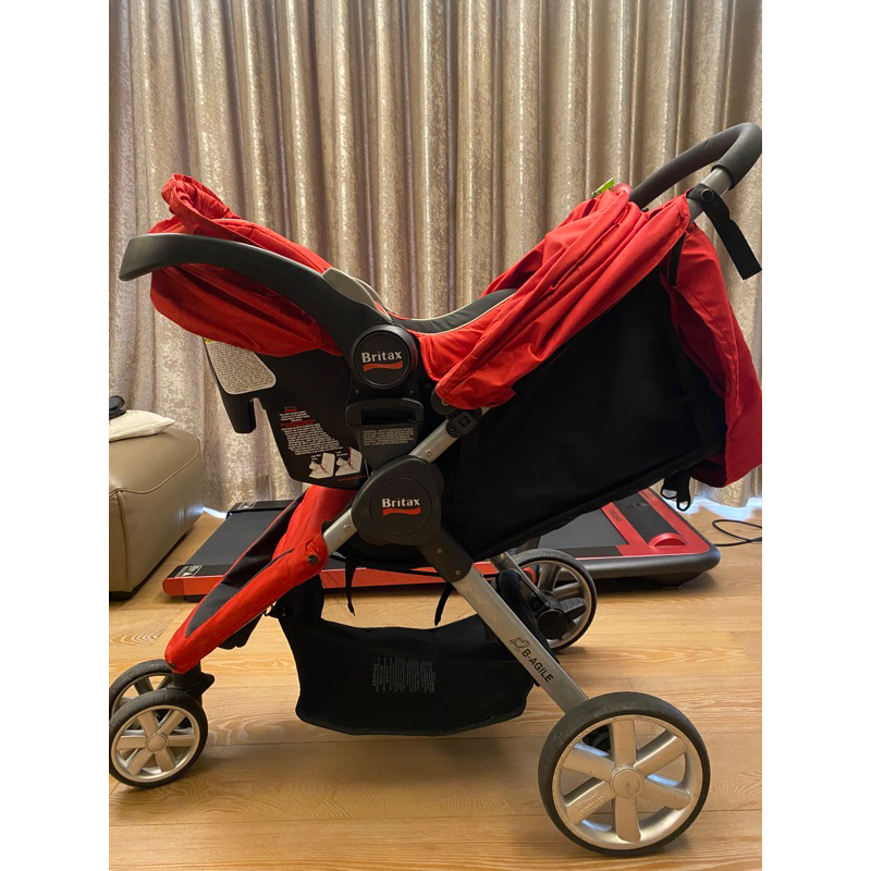 Britax-B-Agile 三輪嬰兒推車+B safe 嬰兒提籃（推車提籃組）送ergobaby背巾+推車雨衣