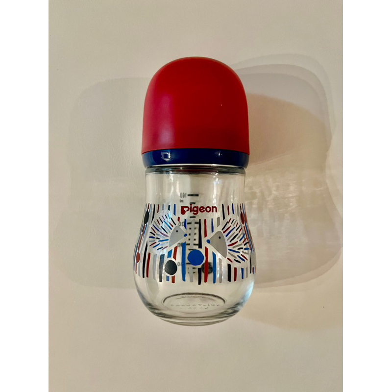 （二手）貝親設計款母乳實感寬口玻璃奶瓶160ml(刺蝟/紅)+贈送mammyshop 120ml奶瓶