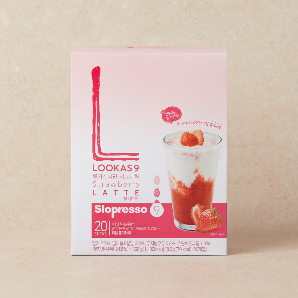 [gerecht韓國代購] LOOKAS9 草莓拿鐵 20入 三合一即溶型 草莓牛奶